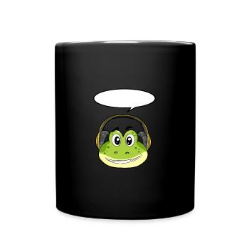 Frog with headphones - Full Colour Mug - black - Front