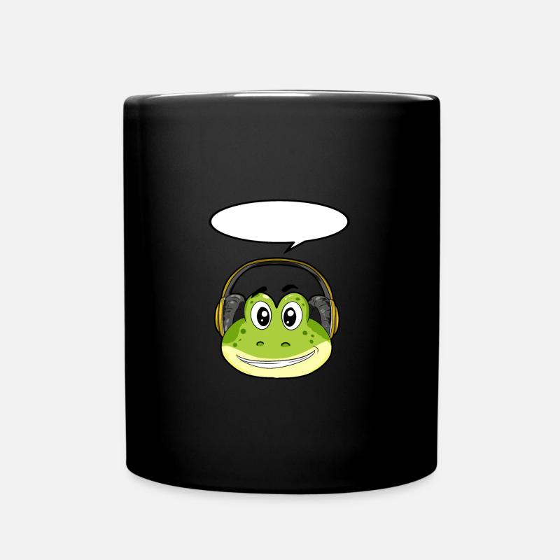 Frosch mit Kopfhörer - Tasse einfarbig - Schwarz