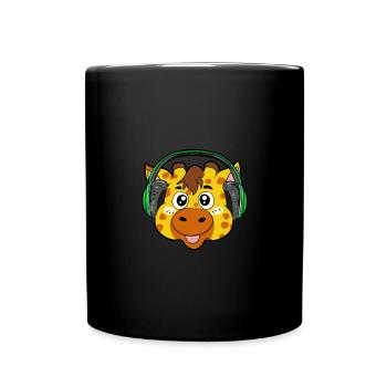 Giraffe with headphones - Full Colour Mug - black - Front