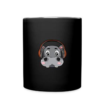 Hippopotames avec écouteurs - Mug uni - noir - Devant