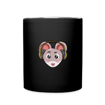 Mouse with headphones - Full Colour Mug - black - Front