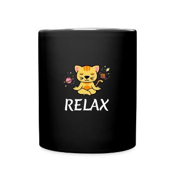 zen yoga cat space meditation sport training - Full Colour Mug - black - Front