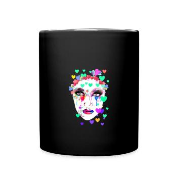 Visage Coloré, Arc-en-ciel, Coeurs, Carnaval - Mug uni - noir - Devant