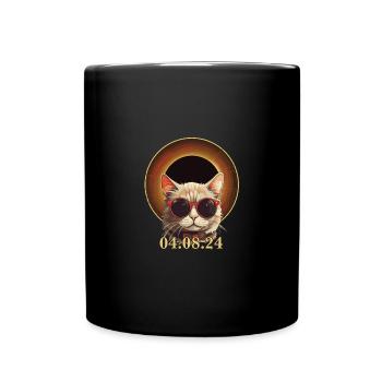 Éclipse Solaire Totale 2024 Cool Cat Lunar Path Of - Mug uni - noir - Devant