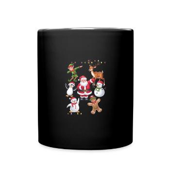 Dabbing Santa Elf Friends Christmas Squad Pajama - Full Colour Mug - black - Front