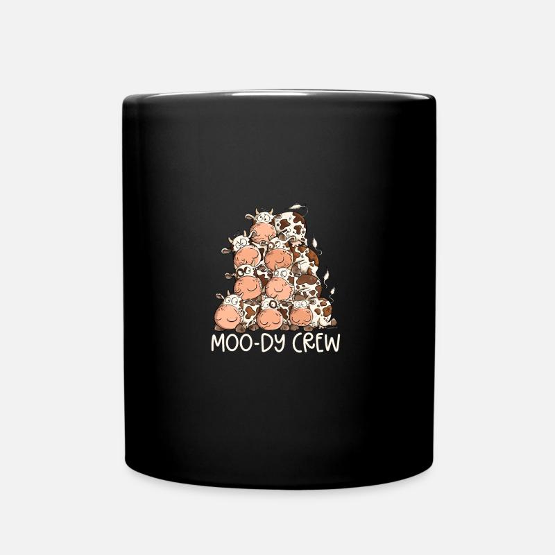 Drôle de vache pile I moo-dy Crew vache jeu de mots - Mug uni - noir