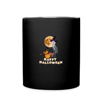 Shoebill Oriole Halloween Pumpkin Moon Bird - Full Colour Mug - black - Front