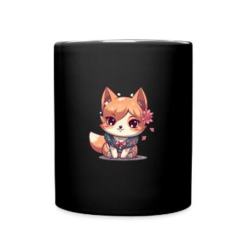 Japanese dog Shiba Inu girl with bandana - Full Colour Mug - black - Front