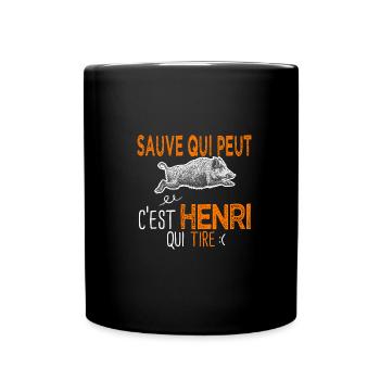 Henri sauve qui peut c est Henri qui tire Chasseur - Mug uni - noir - Devant