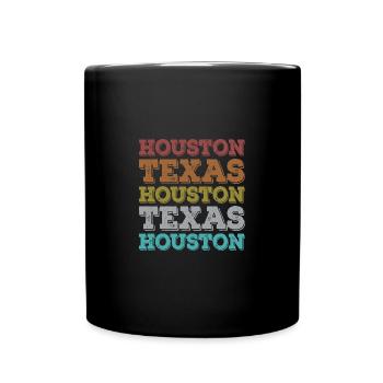 Vintage Texas Houston - Full Colour Mug - black - Front