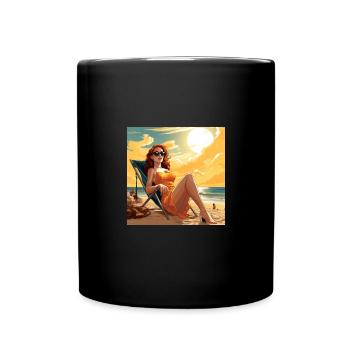 Woman on Beach - Tasse einfarbig - Schwarz - Vorne