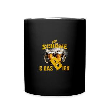 Bier der schöne und das Bier - Tasse einfarbig - Schwarz - Vorne
