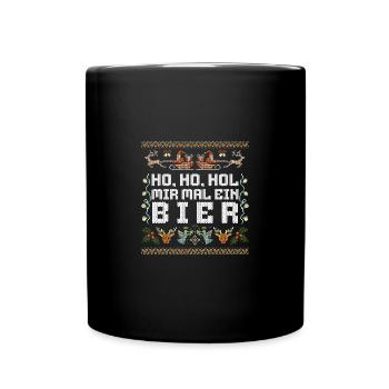 Ho Ho Hol Mir Mal Ein Bier Weihnachtsspruch - Tasse einfarbig - Schwarz - Vorne