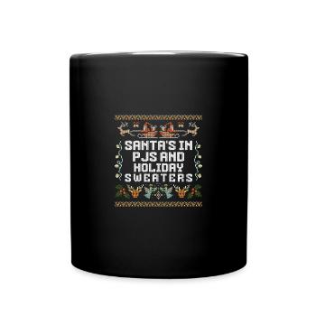 Christmas Santa's Here Jolly Elf Oh Oh Oh - Tasse einfarbig - Schwarz - Vorne