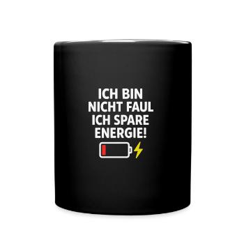 spare energie - Tasse einfarbig - Schwarz - Vorne