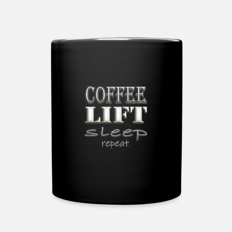 Coffee, Lift, Sleep, Repeat. - Full Colour Mug - black