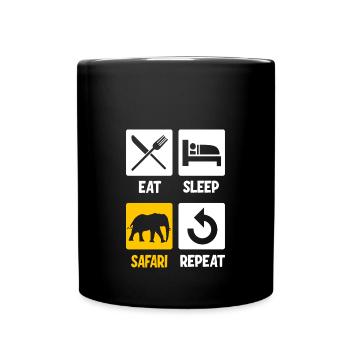 Eat Sleep Safari Repeat - Tasse einfarbig - Schwarz - Vorne