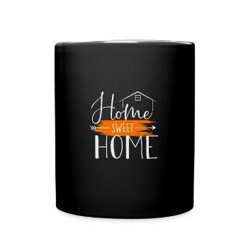 Home Sweet Home, Zuhause ist es am schönsten - Tasse einfarbig - Schwarz - Vorne