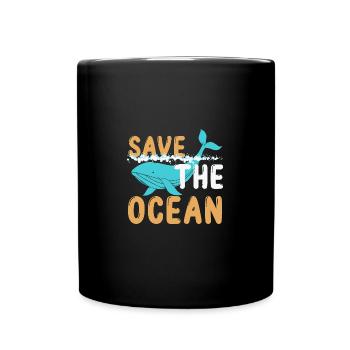 Rettet das Meer, Rettet den Ocean, Wal Wasser - Tasse einfarbig - Schwarz - Vorne