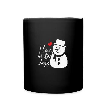 J’aime l’hiver, la neige, le froid et le bonhomme de neige - Mug uni - noir - Devant