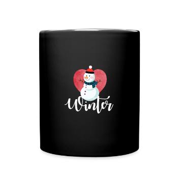 J’aime l’hiver, la neige, le froid et le bonhomme de neige - Mug uni - noir - Devant