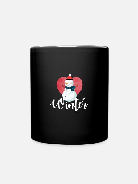 J’aime l’hiver, la neige, le froid et le bonhomme de neige - Mug uni - noir