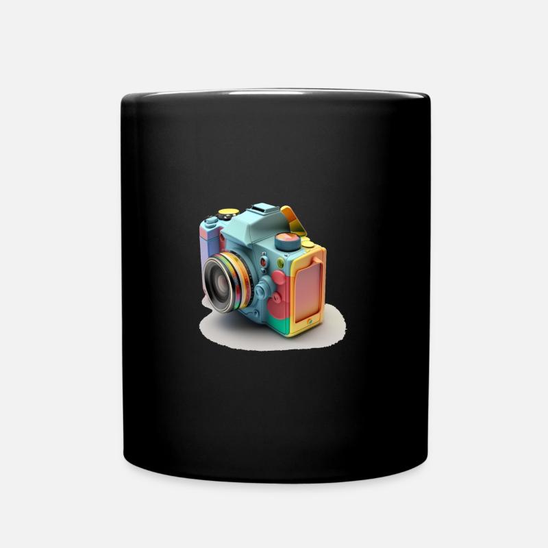 Multicolored Camera and Filmstrip Design - Full Colour Mug - black