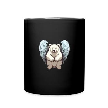 Eisbär-Engel - Charmantes Tierdesign - Tasse einfarbig - Schwarz - Vorne