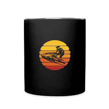 Jet Ski Sunset Water Sports Design - Full Colour Mug - black - Front