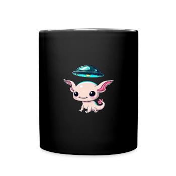 UFO abduction of an axolotl by an alien - Full Colour Mug - black - Front