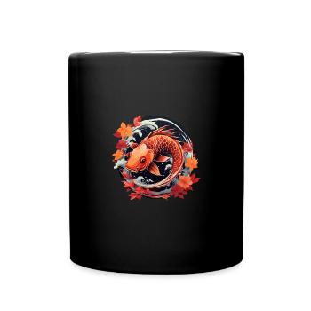 Poisson koï d’automne au coucher du soleil - Mug uni - noir - Devant