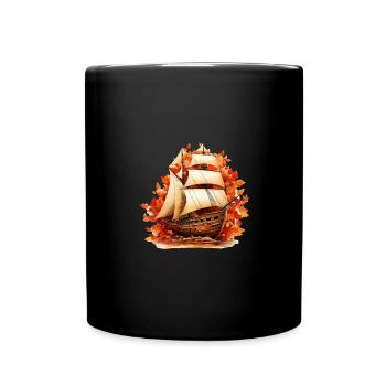 Voile d’automne : voilier à travers le feuillage coloré - Mug uni - noir - Devant