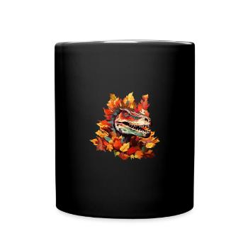 variation 23626aColorful T-Rex: Dinosaurs in the - Full Colour Mug - black - Front