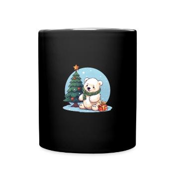 Ours polaire de Noël sur le sapin de Noël: soleil d’hiver - Mug uni - noir - Devant
