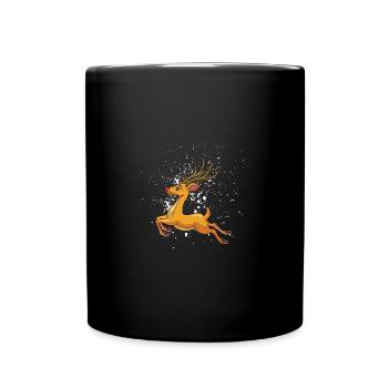 Weihnachten Rudolf Rote Nase Design - Tasse einfarbig - Schwarz - Vorne