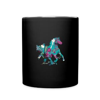 cheval, style, peinture, coloré, chevaux, graffiti - Mug uni - noir - Devant