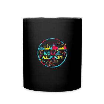 kölle alaaf,köln,skyline,kreis,karneval,konfetti - Tasse einfarbig - Schwarz - Vorne