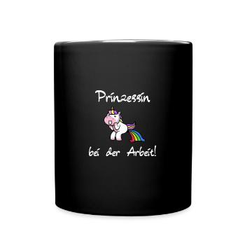 Prinzessin bei der Arbeit - Tasse einfarbig - Schwarz - Vorne