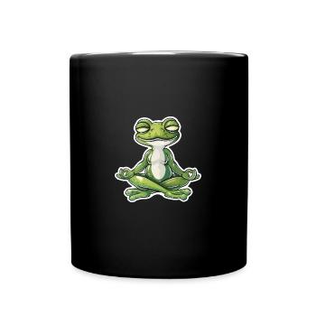 Meditating frog finds inner peace - Full Colour Mug - black - Front