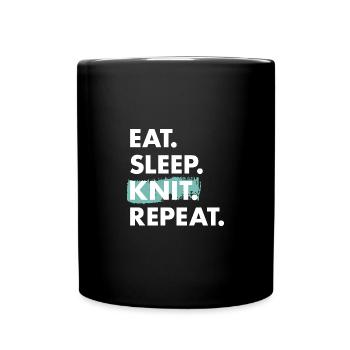 Knitter Eat Sleep Knitting - Full Colour Mug - black - Front