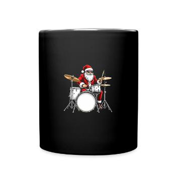Santa Claus Schlagzeug-Set. Vintage Drummer - Tasse einfarbig - Schwarz - Vorne