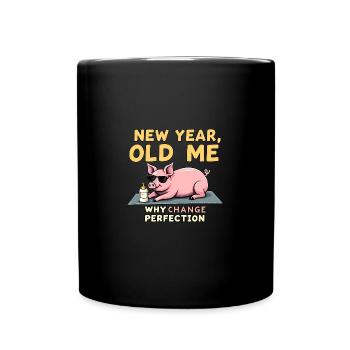 Funny Pig - New Year Design - Full Colour Mug - black - Front