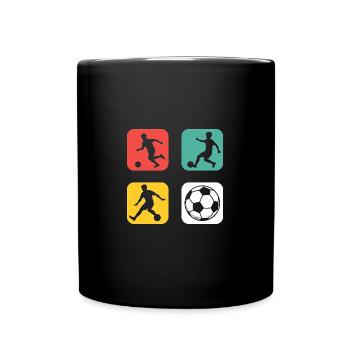 Fussball Kinder Design mit Fußballspielern - Tasse einfarbig - Schwarz - Vorne