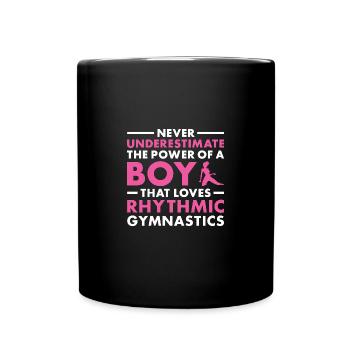 Gymnast Never Underestimate The Power Of A Boy - Full Colour Mug - black - Front