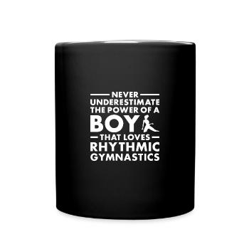 Gymnast Never Underestimate The Power Of A Boy - Full Colour Mug - black - Front