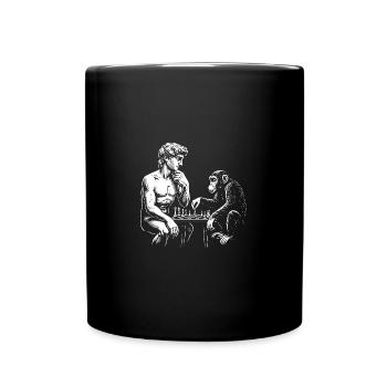 David Michelangelo plays chess with monkey - Full Colour Mug - black - Front