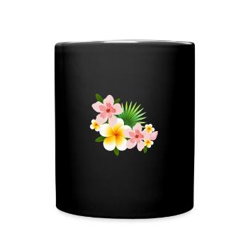 Frangipani Temple Tree Plumeria Frangipani Flower - Full Colour Mug - black - Front