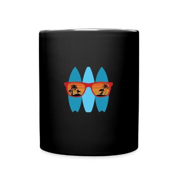 Coole Sonnenbrille California Sun Glasses Surfbord - Tasse einfarbig - Schwarz - Vorne