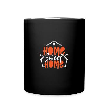 Home Sweet Home, Zuhause ist es am schönsten - Tasse einfarbig - Schwarz - Vorne