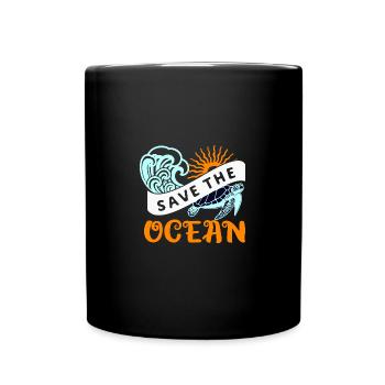 Rettet das Meer, Rettet den Ocean, unser Planet - Tasse einfarbig - Schwarz - Vorne